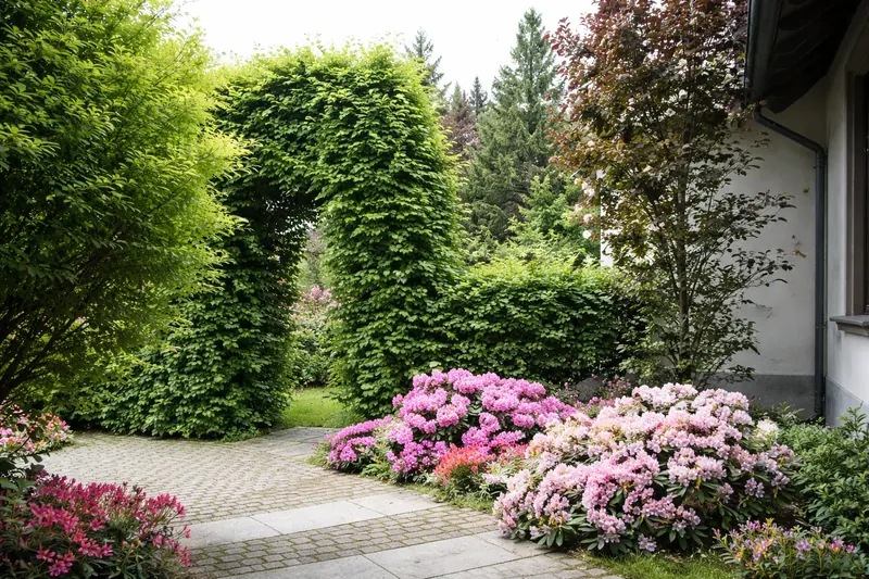 Gartenanlage: neu angelegtes Rhododendron-Beet