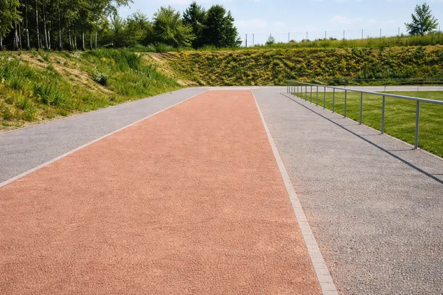 Landschaftsbau: neu angelegter befestigter Weg
