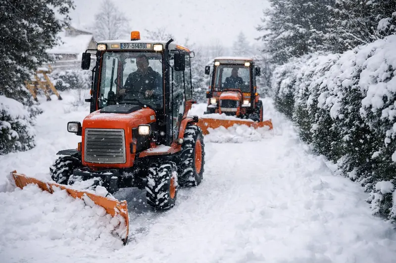 Winterdienst: Schneeräumung eines Weges mit eigener Technik